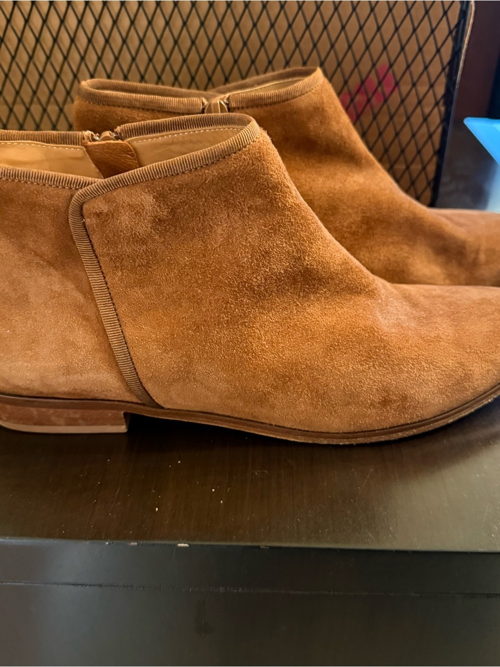 Sezane Women's Suede Ankle Boots in Cognac Brown